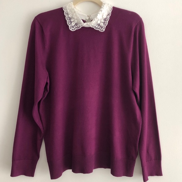 Nwt Cable Gauge Lace Collar Purple 